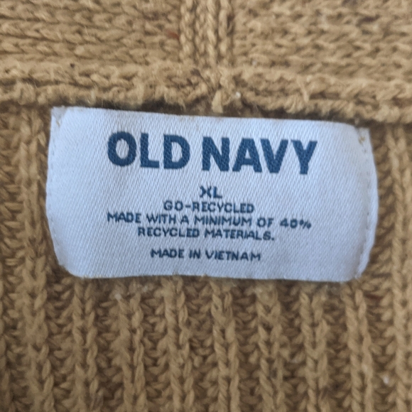 Old Navy Shaker Stitch Oversized Cardigan Wool Blend Mustard Gold XL - Picture 3 of 4